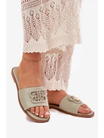 Płaskie Klapki Damskie Z Ozdobnym Detalem Zielone Nenitta