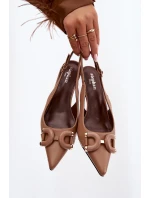 Dámské sandály na podpatku s ozdobným detailem hnědé Brienne