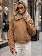 Dámska zimná bunda s kožušinovým golierom v kamelovej farbe, FashionStreet TY5702 Dámska zimná bunda s kožušinovým golierom v kamelovej farbe, FashionStreet TY5702