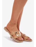 Klapki Damskie Płaskie Z Ozdobnym Detalem Artiker 56C1335 Beżowe