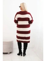 Dámske pletené šaty 8111 burgundy-beige - Kesi