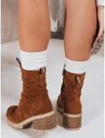 Dámske semišové šnurovacie čižmy camel FashionStreet ZY1236