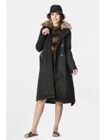 Čierny dámsky kabát s kožušinou (SASKIA) Čierny dámsky kabát s kožušinou (SASKIA)