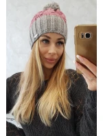 Paris fleecová čiapka K212 tmavo ružová+sivá