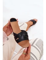 Płaskie Klapki Damskie Z Przeplatającymi Się Paskami Czarne Selaenor