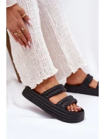 Piankowe Lekkie Klapki Damskie Na Platformie S.Barski ZK51-001 Czarne