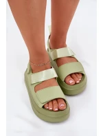 Sandały Damskie Na Platformie Z Rzepami Zielone Nitepira