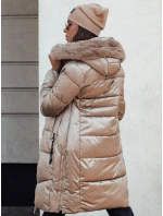 Dámska prešívaná zimná bunda s kapucňou ULTRAWAY camel FashionStreet TY4643