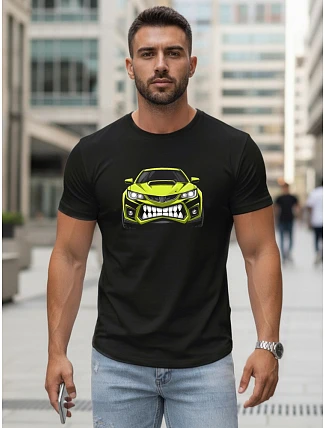 Pánske tričko s potlačou auta čierne FashionStreet NX5015R