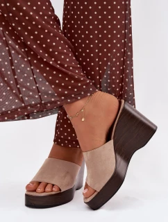 Dámské pantofle na platformě Beżowe Ravelia