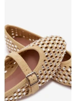 Dámské baleríny s krajkovým vzorem a kamínky Žluté Wilvessa