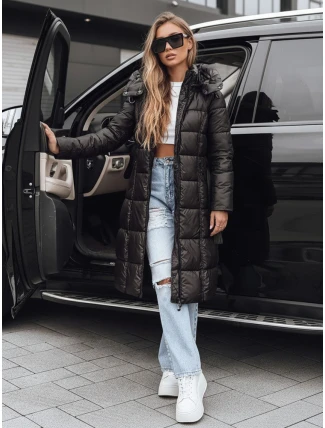 Dámska zimná prešívaná bunda s kapucňou čierna FashionStreet TY5489 Dámska zimná prešívaná bunda s kapucňou čierna FashionStreet TY5489