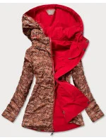 Červená dámska obojstranná bunda - parka / prešívaná (CAN-621) Červená dámska obojstranná bunda - parka / prešívaná (CAN-621)