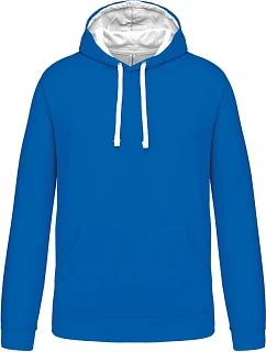 Kariban K 446 Mikina s kapucňou v kontrastných farbách 20.K446 svetlo kráľovská modrá/biela