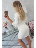 Pozoruhodné 3D grafické šaty vo farbe ecru