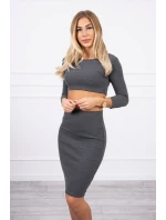 Súprava blúzky a sukne v grafitovej farbe Súprava blúzky a sukne v grafitovej farbe