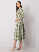 Zelené kockované šaty s volánom