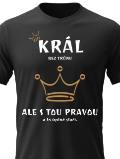 Pánske bavlnené tričko s potlačou - KING WITHOUT A THRONE - čierne