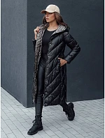 Dámsky prešívaný kabát s kapucňou TY4513 čierny – FashionStreet Dámsky prešívaný kabát s kapucňou TY4513 čierny – FashionStreet
