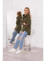 Zateplená mikina s dlhším chrbtom vo farbe khaki Zateplená mikina s dlhším chrbtom vo farbe khaki