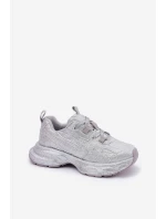 Sneakersy Damskie Zdobione Cyrkoniami Srebrne Porrot