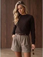 Dámsky mäkký sveter s alpakou, farba baby čokoládová, FashionStreet MY2622
