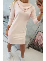 Šaty s kapucňou a vreckami púdrovo ružové