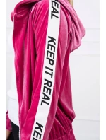 Velúrová mikina s kapucňou fuchsiová