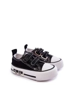Dziecięce Materiałowe Trampki Na Rzep BIG STAR KK374074 Czarno-Białe