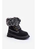 Dziecięce Trapery Botki Na Suwak z Futerkiem Czarne Gerande