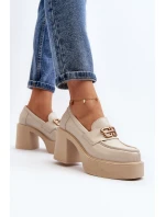 Zazoo 20170 Dámske kožené topánky na podpätku light beige Zazoo 20170 Dámske kožené topánky na podpätku light beige