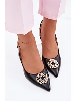 Sandály na podpatku s bižuterním ozdobením Vinceza 62277 Černé