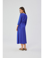 S365 Viskózové šaty áčkového strihu s viazanými rukávmi - modré