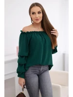 Španielska blúzka s ozdobnými rukávmi tmavozelená Španielska blúzka s ozdobnými rukávmi tmavozelená