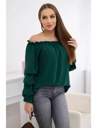 Španielska blúzka s ozdobnými rukávmi tmavozelená Španielska blúzka s ozdobnými rukávmi tmavozelená