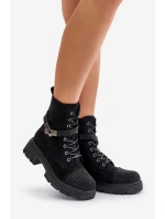 Ocieplane Botki Workery Ze Zdobieniem S.Barski HY42-281 Czarne