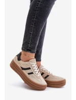 Zazoo N1176 Zamszowe Sneakersy Na Platformie Beżowe
