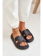 Piankowe Klapki Z Wycięciami Czarne Neladith