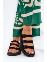 Klapki Damskie Z Paskami I Klamrami Czarne Uliri