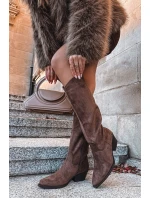 Dámske kovbojské čižmy Eco Suede Heeled Brown Esmira Dámske kovbojské čižmy Eco Suede Heeled Brown Esmira