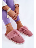 Dámske zateplené papuče s kožúškom Tmavo ružová Franco