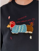 Dámska nadrozmerná vyšívaná mikina DOGSWEETY navy blue FashionStreet BY1480 Dámska nadrozmerná vyšívaná mikina DOGSWEETY navy blue FashionStreet BY1480