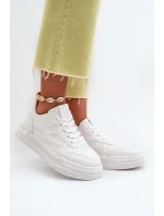 Sneakersy Damskie Na Platformie Z Eko Skóry Białe Lynnette