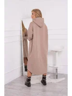Zateplené šaty s kapucňou tmavo béžové