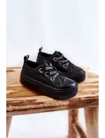 Dziecięce Skórzane Trampki BIG STAR KK374059 Czarne