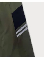 Pánske teplákové nohavice v khaki farbe s farebnými vsadkami (8K206B-29) Pánske teplákové nohavice v khaki farbe s farebnými vsadkami (8K206B-29)