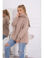 Zateplená mikina so zipsom na chrbte tmavo béžová