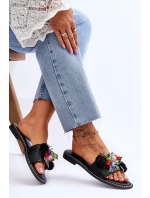 Klapki Z Ozdobnymi Koralikami S.Barski KV-2775-47 Czarne