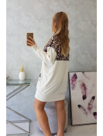Velúrové šaty s leopardím vzorom ecru
