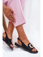 Sandały Damskie Z Ozdobnym Detalem S.Barski KV51-081 Czarne